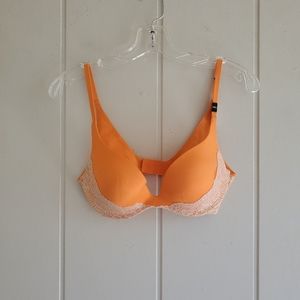 Victoria’s Secret Very Sexy Push Up Bra Womens Orange Lace Plunge Size 3…